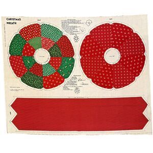*Vintage Cheater Quilt Christmas Wreath Cut & Sew Fabric Panel Holiday Cranston
